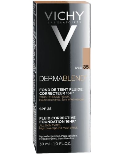 Vichy Dermablend Коригиращ фон дьо тен флуид, №35 Sand, SPF 35, 30 ml - 2