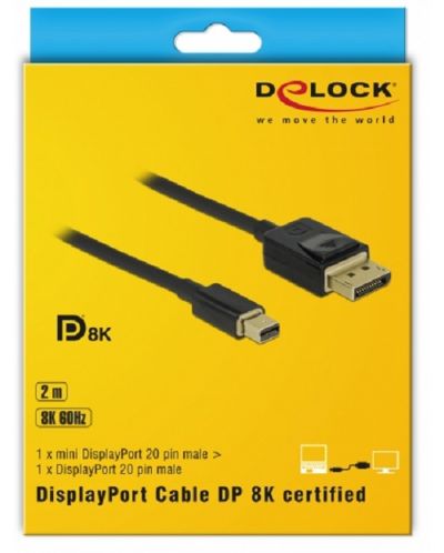 Видео кабел Delock - 84928, Mini DisplayPort/DisplayPort, 2 m, черен - 3