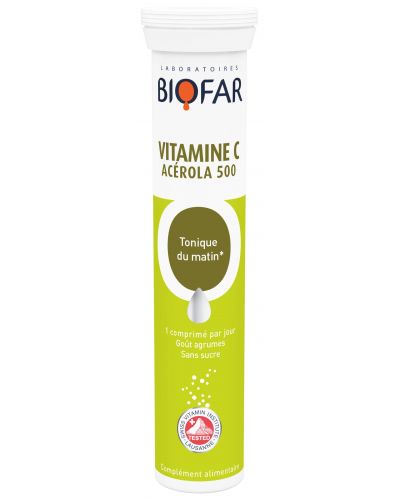 Vitamine C + Acerola 500, 20 ефервесцентни таблетки, Biofar - 1