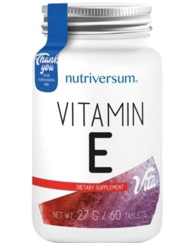 Vita Vitamin E, 60 mg, 60 таблетки, Nutriversum - 1