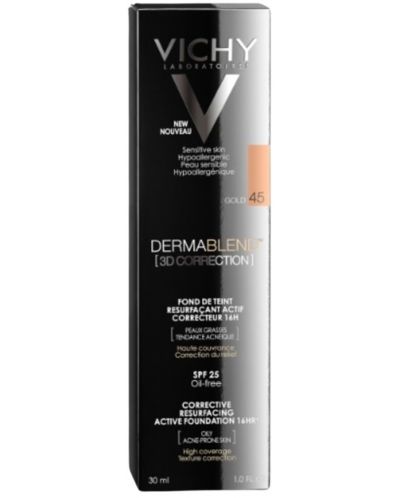 Vichy Dermablend 3D Коригиращ фон дьо тен, №45 Gold, SPF25, 30 ml - 2