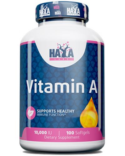 Vitamin A, 10000 IU, 100 капсули, Haya Labs - 1