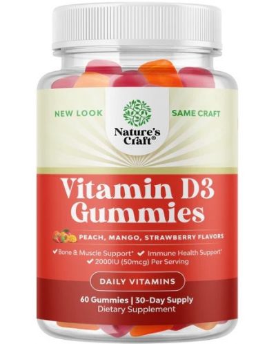 Vitamin D3 Gummies, 60 желирани таблетки, Nature's Craft - 1