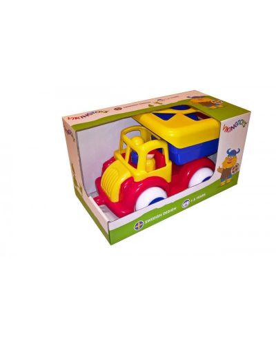 Товарен камион с фигурки за сортиране и 2 човечета Viking Toys, 25 cm, с подаръчна кутия, жълт