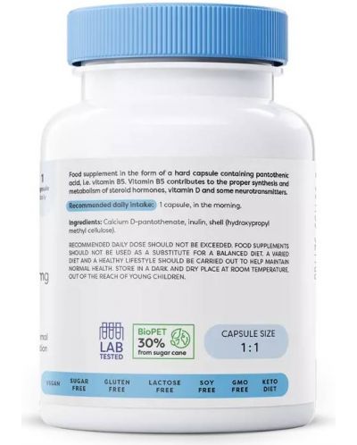 Vitamin B5, 200 mg, 90 капсули, Osavi - 3