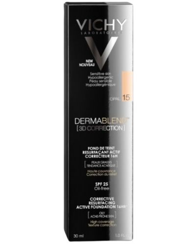 Vichy Dermablend 3D Коригиращ фон дьо тен, №15 Opal, SPF25, 30 ml - 2