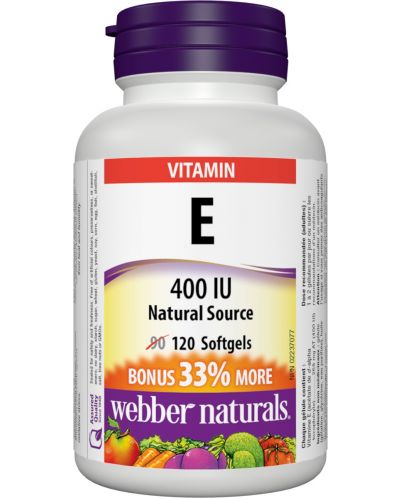 Vitamin Е, 400 IU, 120 капсули, Webber Naturals - 1