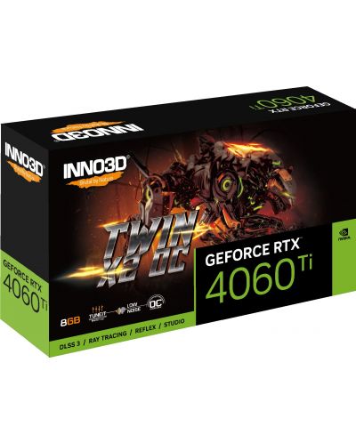 Видеокарта Inno3D - GeForce RTX 4060 Ti Twin X2 OC, 8GB, GDDR6 - 3