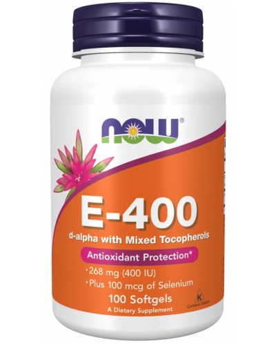 Vitamin E-400 + Selenium, 100 капсули, Now - 1