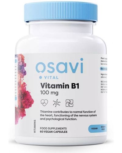 Vitamin B1, 100 mg, 60 капсули, Osavi - 1
