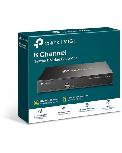 Видео рекордер TP-Link - VIGI NVR1008H,  8-канален, черен - 2