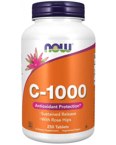 Vitamin C-1000 with Rose Hips, 250 таблетки, Now - 1