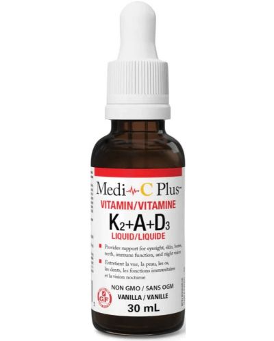 Vitamin K2 + A + D3, 30 ml, Natural Factors - 1
