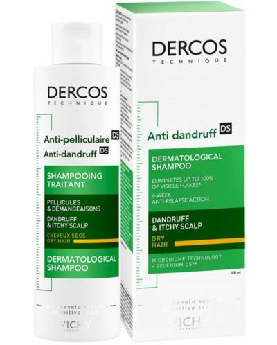 Vichy Dercos Шампоан против пърхот за суха коса Anti-dandruff DS, 200 ml - 2