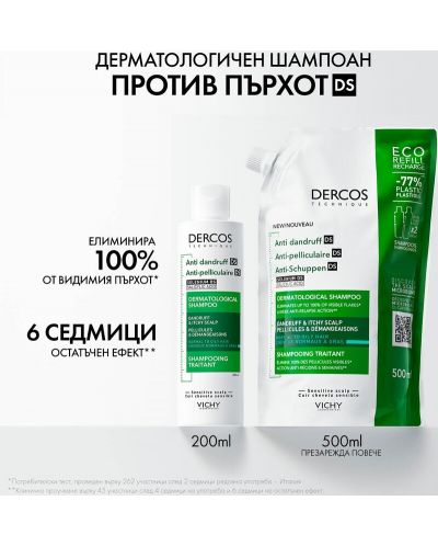 Vichy Dercos Комплект - Шампоан против пърхот за мазна коса Anti-dandruff DS + Пълнител, 200 + 500 ml - 2