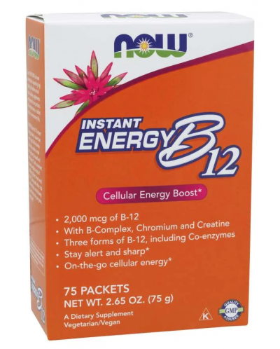 Vitamin B-12 Instant Energy, 75 пакета, Now - 1