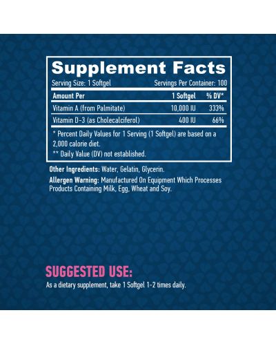 Vitamin A & D Complex, 100 капсули, Haya Labs - 2