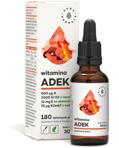 Витамини А, К2, D3 и E, 30 ml, Aura Herbals - 1
