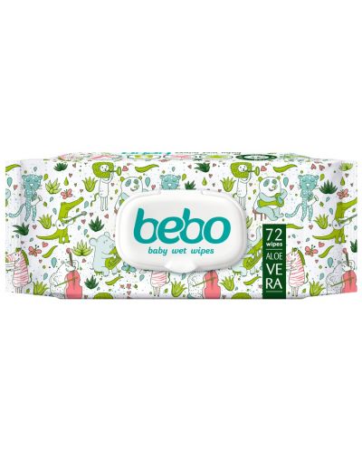 Влажни кърпички Bebo - С екстракт от Алое Вера, 72 броя