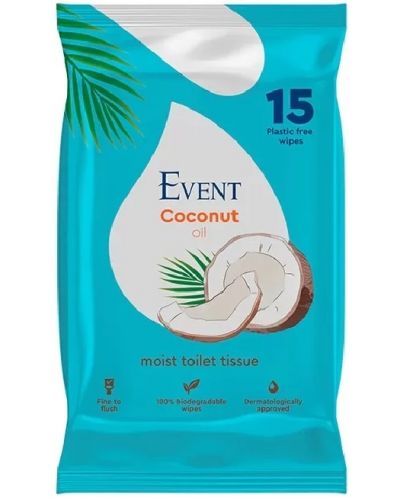 Влажна тоалетна хартия с масло от кокос Event - 15 броя - 1
