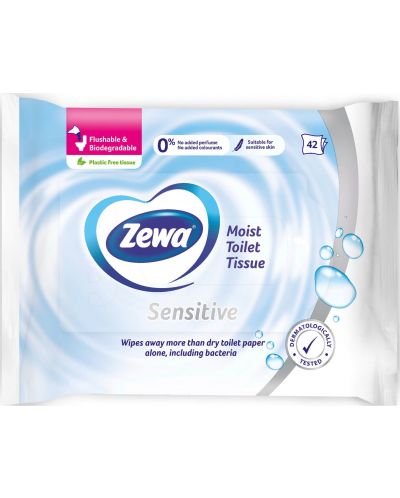Влажна тоалетна хартия Zewa - Sensitive, 42 броя - 1