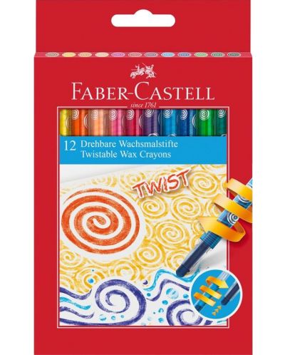 Восъчни пастели Faber-Castell - Twist, 12 цвята - 1