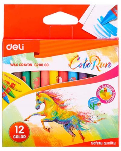 Восъчни пастели Deli Colorun - EC20800, 12 цвята  - 1