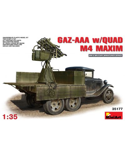 Военен сглобяем модел - Съветски военен автомобил с зенитна картечница - GAZ-AAA with Quad M-4 Maxim - 1