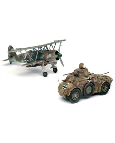 Военен сглобяем модел - Комплект от 2 модела: италиански танк Аутоблиндо AB41 и италиански самолет CR.42 LW (AUTOBLINDA AB41 & CR.42 LW) - 1