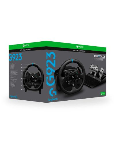 Волан с педали Logitech - G923, Xbox/PC, черен - 13