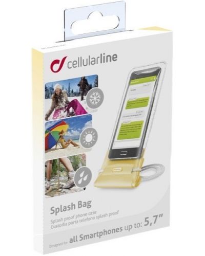 Водоустойчив калъф Cellularline - 4160 Splash Bag, 5.7'', сив - 2