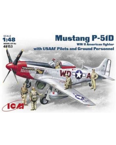 Военен сглобяем модел - Изтребител на САЩ  Mustang P-51D с вкл. пилоти и наземен персонал - 1