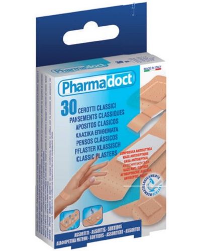 Водоустойчиви пластири с антисептична подложка, 5 размера, 30 броя, Pharmadoct - 1