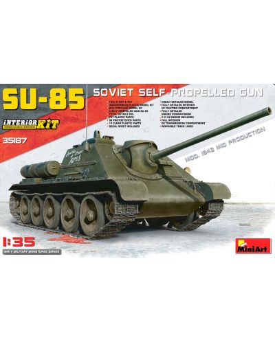 Военен сглобяем модел - Съветски среден танк СУ-85 (SU-85 SOVIET SELF-PROPELLED GUN. INTERIOR KIT)