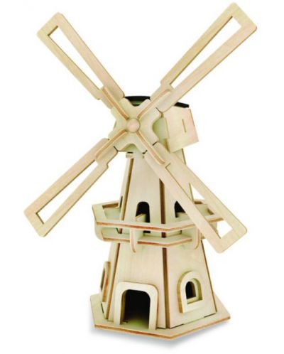 Дървен 3D пъзел Robo Time от 34 части – Соларна вятърна мелница 1 - 1