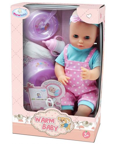 Пишкаща кукла-бебе Warm Baby - 40 cm, с пелена и гърне - 1