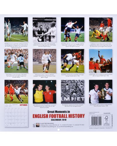 Wall Calendar 2018: Great Moments in English Football History - 2