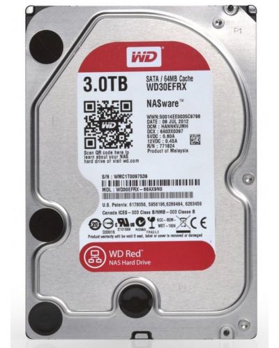 Твърд диск Western Digital - Red, 3TB, 5400 rpm, 3.5'' - 1