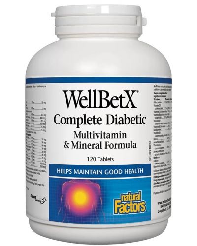 WellBetX Complete Diabetic, 120 таблетки, Natural Factors - 1