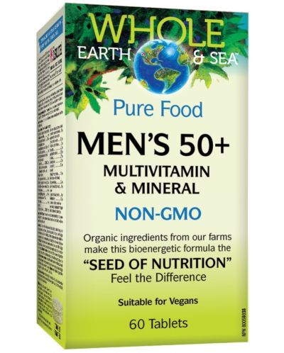 Whole Earth & Sea Men's 50+ Multivitamin & Mineral, 60 таблетки, Natural Factors - 1
