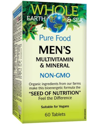 Whole Earth & Sea Men's Multivitamin & Mineral, 60 таблетки, Natural Factors - 1