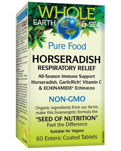 Whole Earth & Sea Horseradish Respiratory Relief, 60 таблетки, Natural Factors - 1