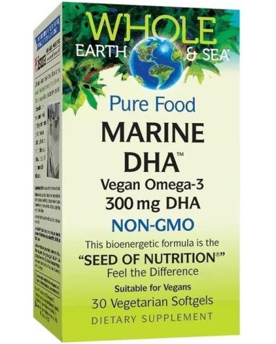 Whole Earth & Sea Marine DHA, 30 капсули, Natural Factors - 1