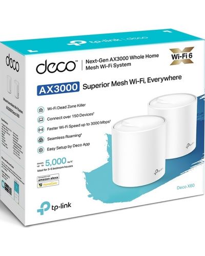 Wi-fi система TP-Link - Deco AX3000, 3Gbps, 2 модула, бяла - 2