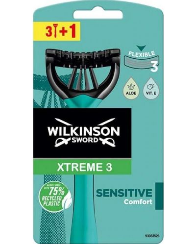 Wilkinson Sword Xtreme3 Мъжка самобръсначка Comfort Sensitive, 3 + 1 брoя - 1