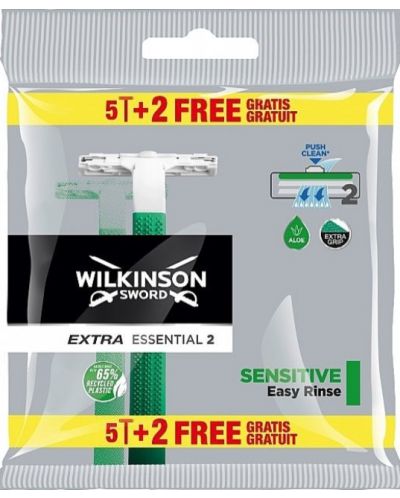 Wilkinson Sword Самобръсначки Extra2 Essential Sensitive, 5 + 2 броя - 1