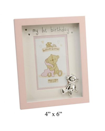 Widdop Button Corner Рамка за снимка My 1st birthday - Розова
