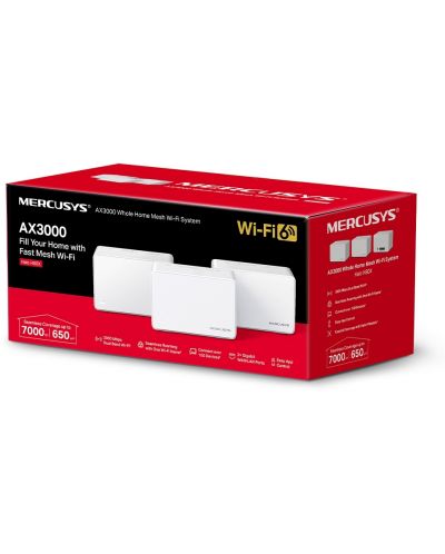 Wi-fi система Mercusys - Halo H80X, 3.0Gbps, 3 модула, бяла - 3