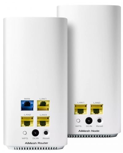 Wi-Fi система ASUS - ZenWiFi AC Мini CD6, 2.5Gbps, 2 модула, бяла - 2