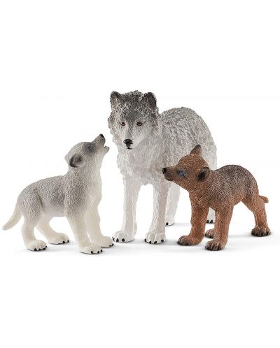 Комплект фигурки Schleich Wild Life - Майка вълчица с малки - 3